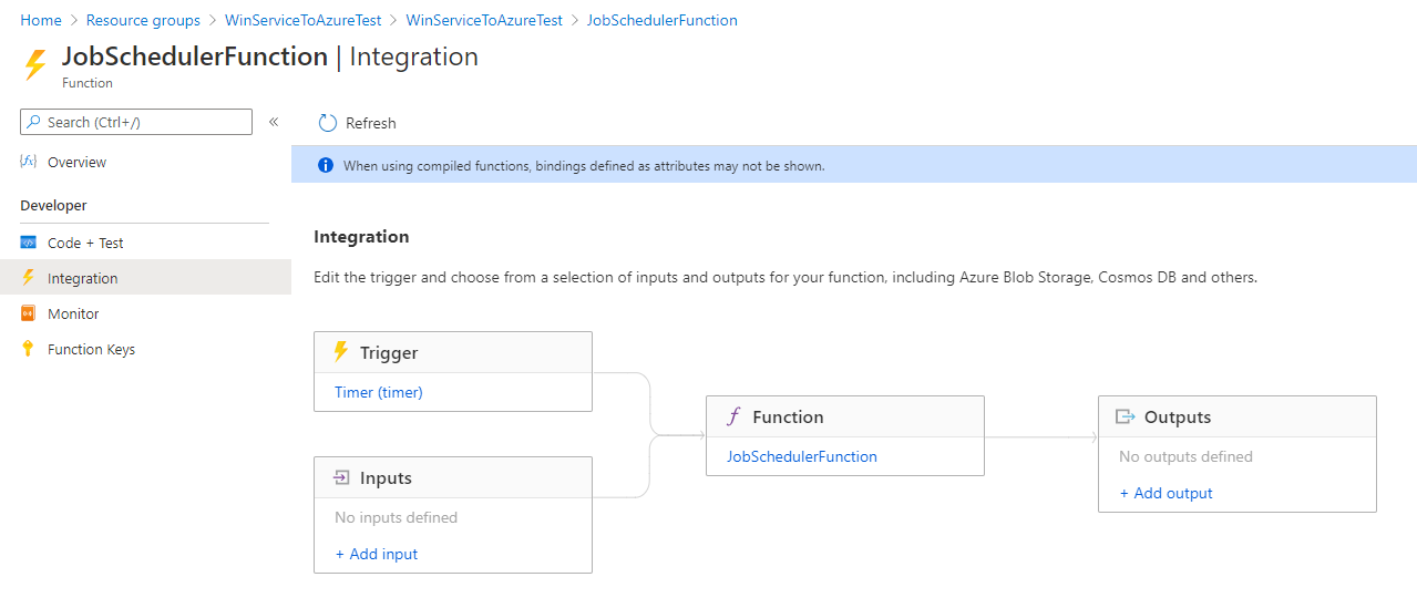 Azure Portal - Function Integration