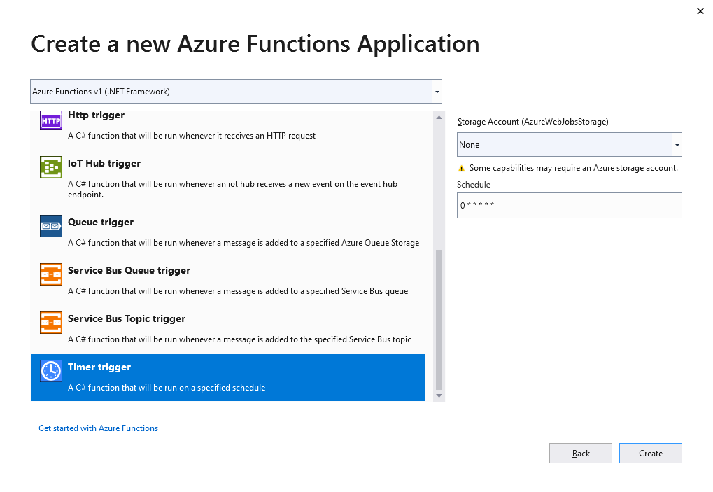 Visual Studio - Create a new Azure Functions Application